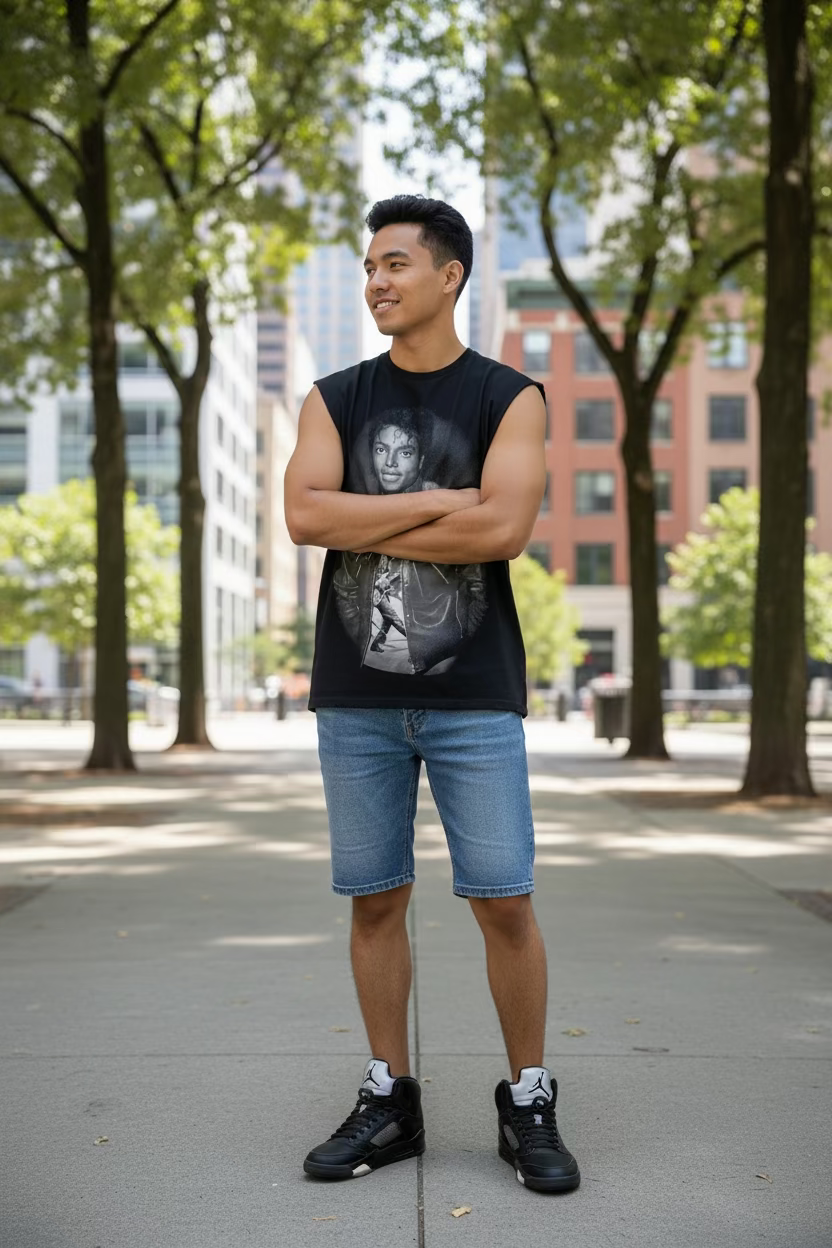"MJ" unisex muscle Shirt in Black