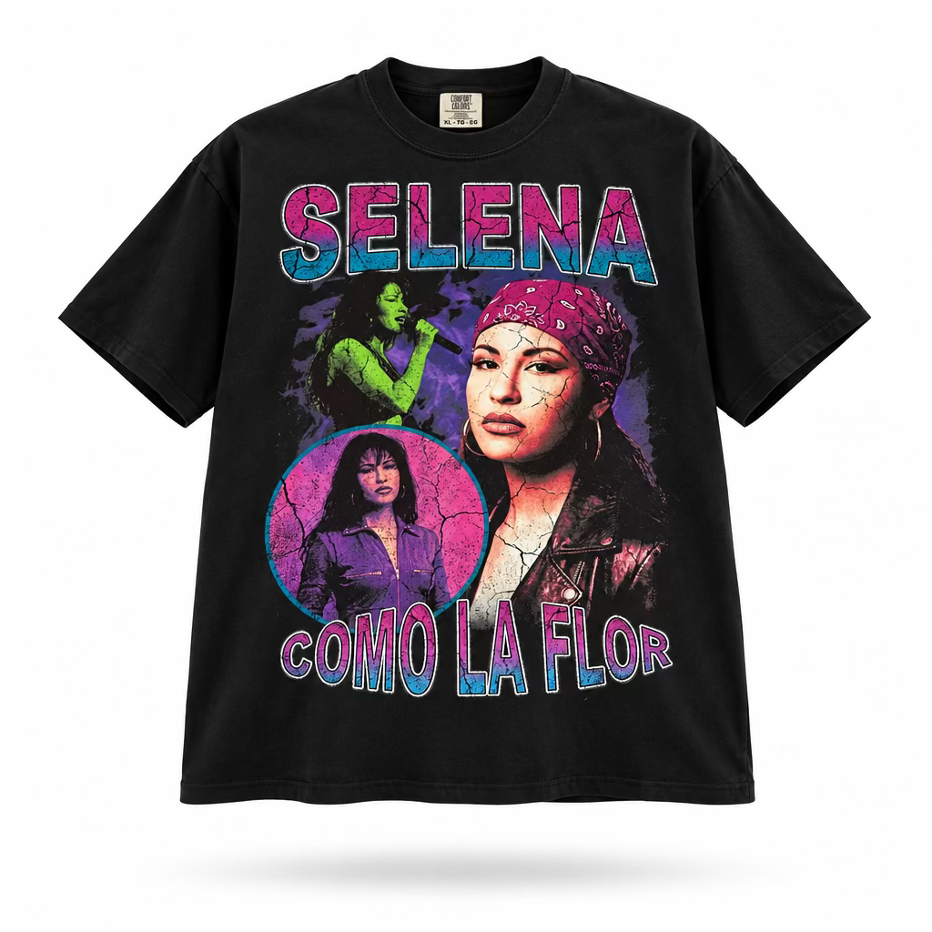 Selena "Como La Flor" garment dyed Graphic Tee Shirt