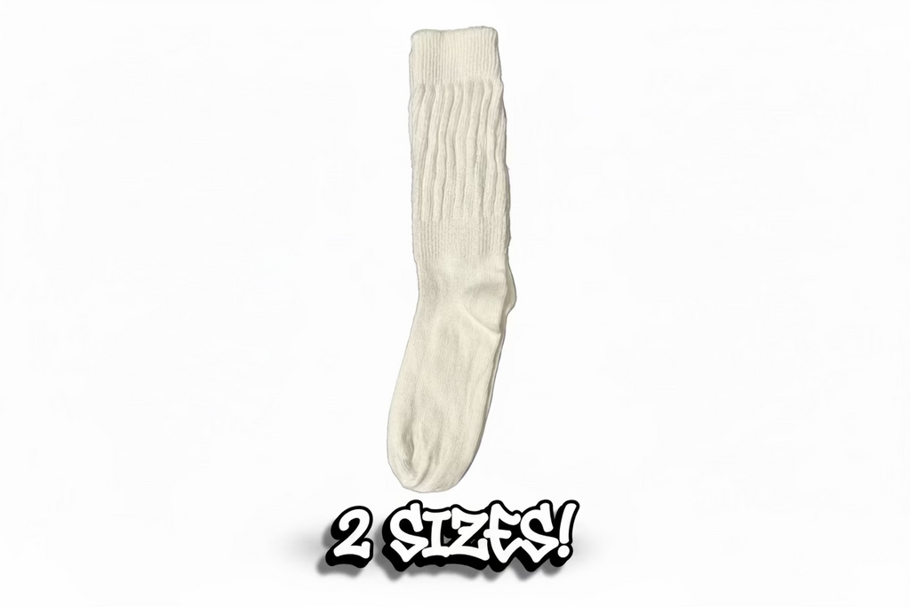 Unisex Mid-weight  White Slouch Socks!