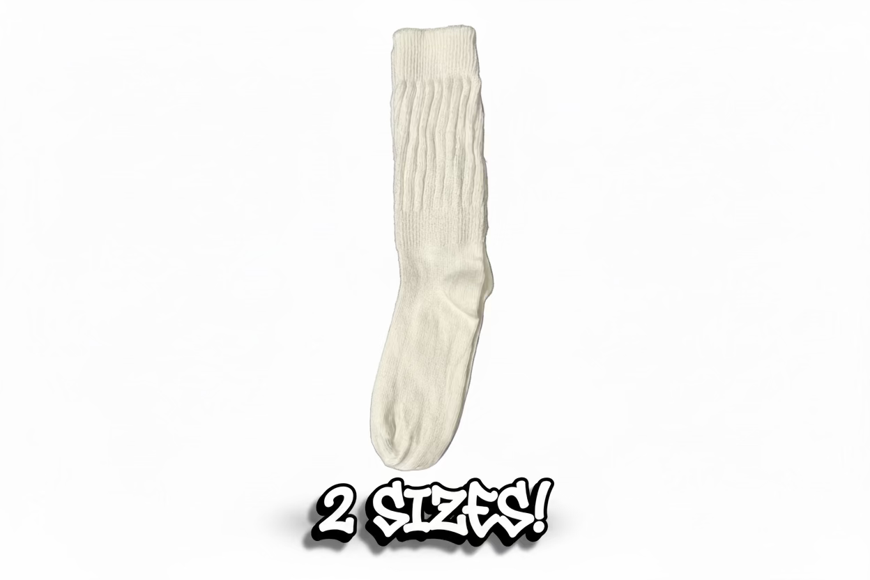 Unisex Mid-weight  White Slouch Socks!