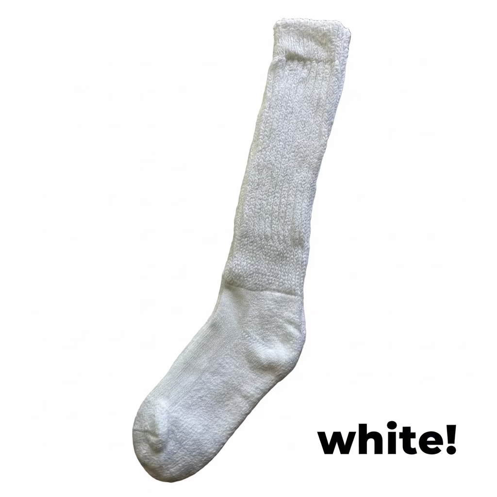 White Unisex Old school Heavy Slouch Socks!