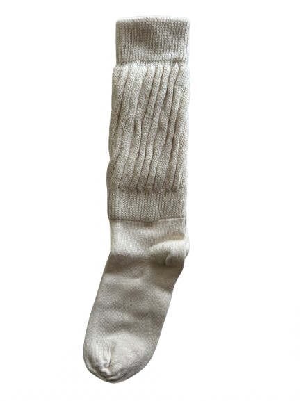 Cream Unisex Mid-Weight Slouch Socks