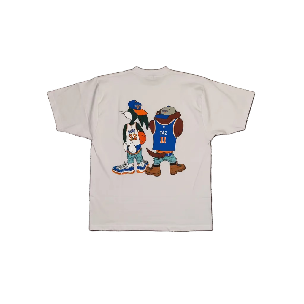 90's Style Bugs And Taz Graphic Knicks Unisex T Shirt! in White!