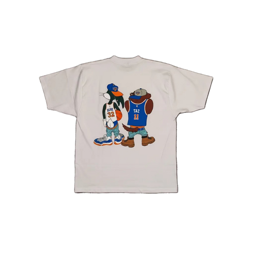90's Style Bugs And Taz Graphic Knicks Unisex T Shirt! in White!
