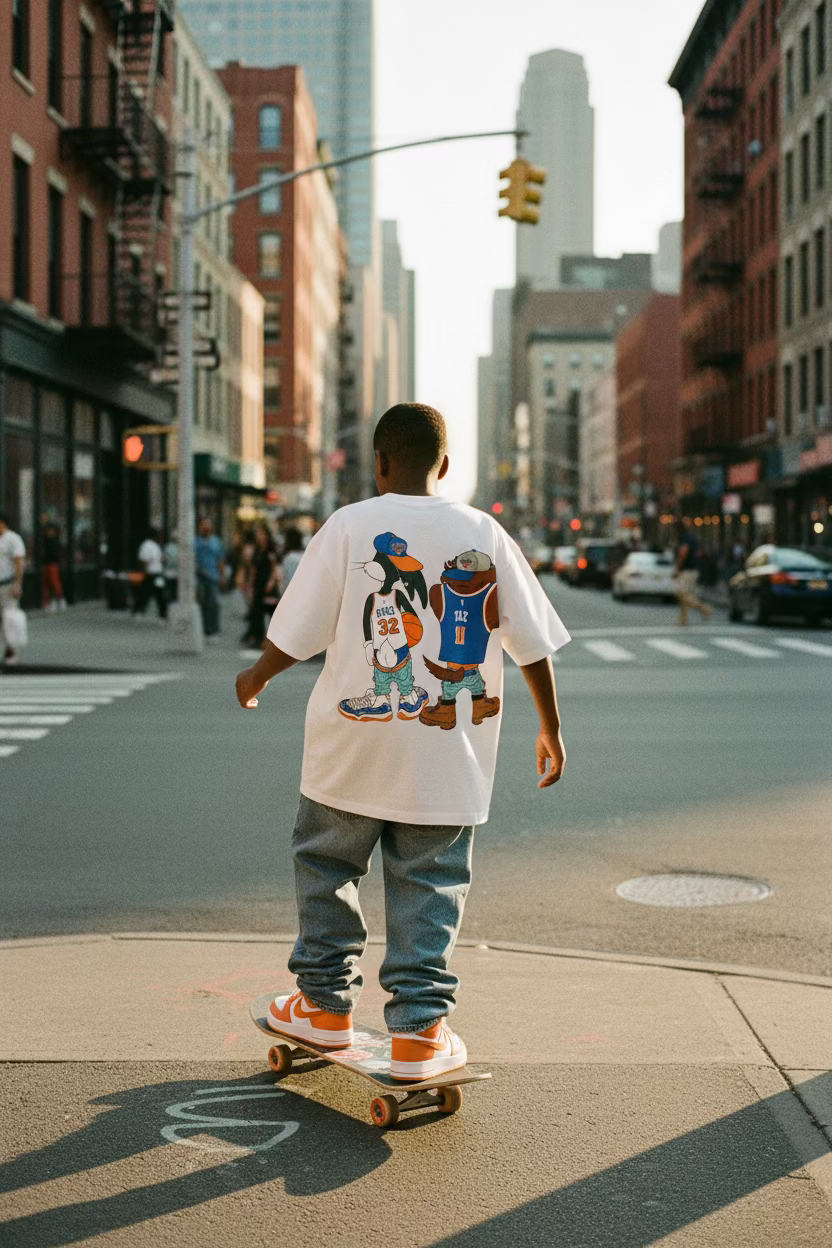 90's Style Bugs And Taz Graphic Knicks Unisex T Shirt! in White!