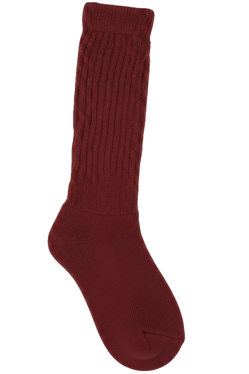 Maroon Unisex Old school Heavy Slouch Socks!