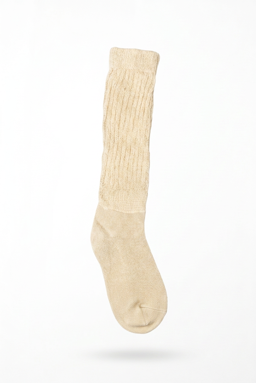 Cream Unisex Old school heavy slouch socks